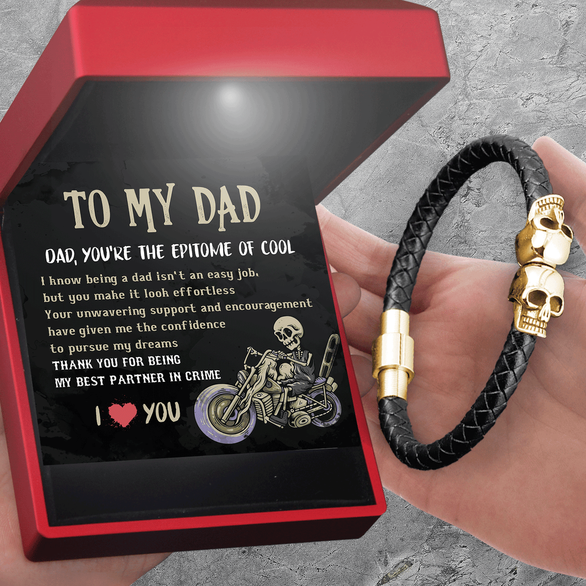 Skull Cuff Bracelet - Skull - To My Dad - You're The Epitome Of Cool - Gbbh18022