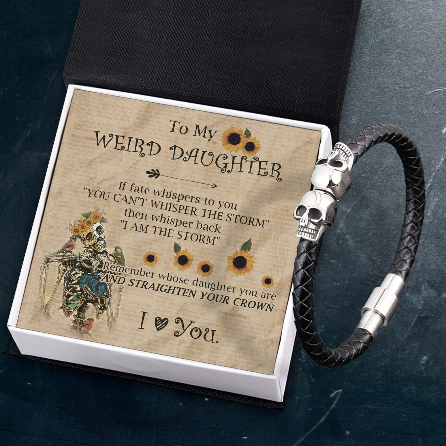 Skull Cuff Bracelet - Skull - To My Daughter - Remember Whose Daughter You Are And Straighten Your Crown - Gbbh17001