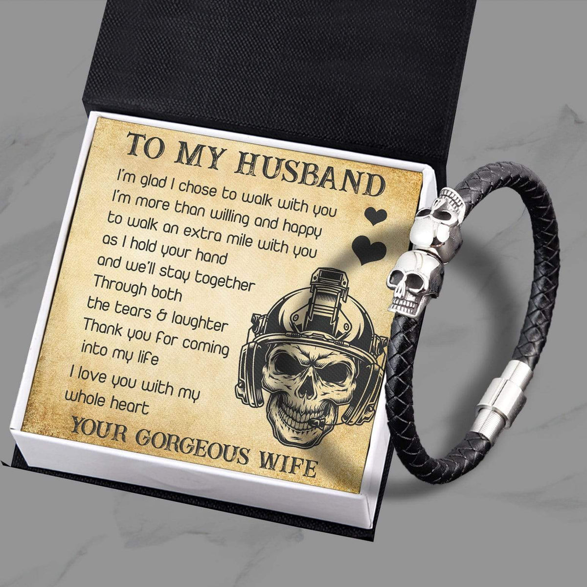 Skull Cuff Bracelet - Skull - To My Husband - I Love You With My Whole Heart - Gbbh14002