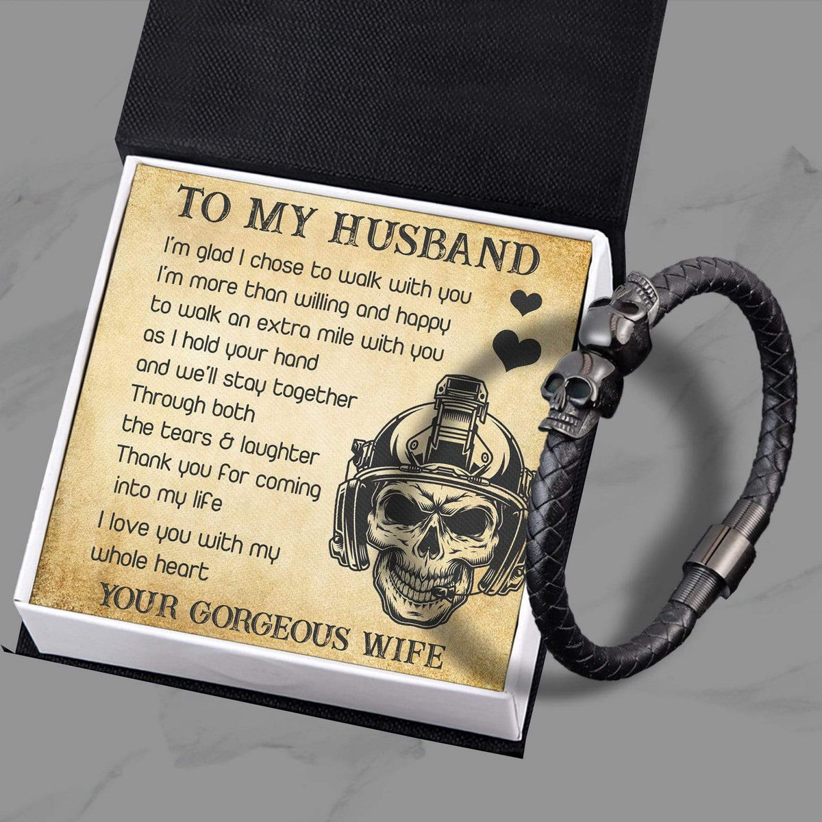 Skull Cuff Bracelet - Skull - To My Husband - I Love You With My Whole Heart - Gbbh14002