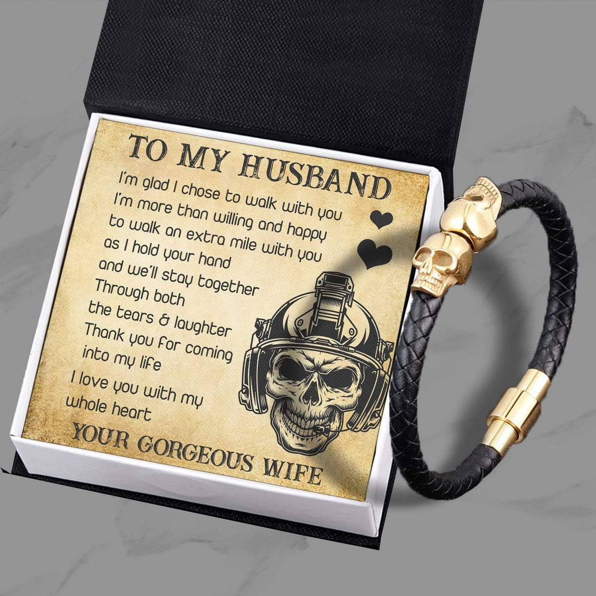 Skull Cuff Bracelet - Skull - To My Husband - I Love You With My Whole Heart - Gbbh14002