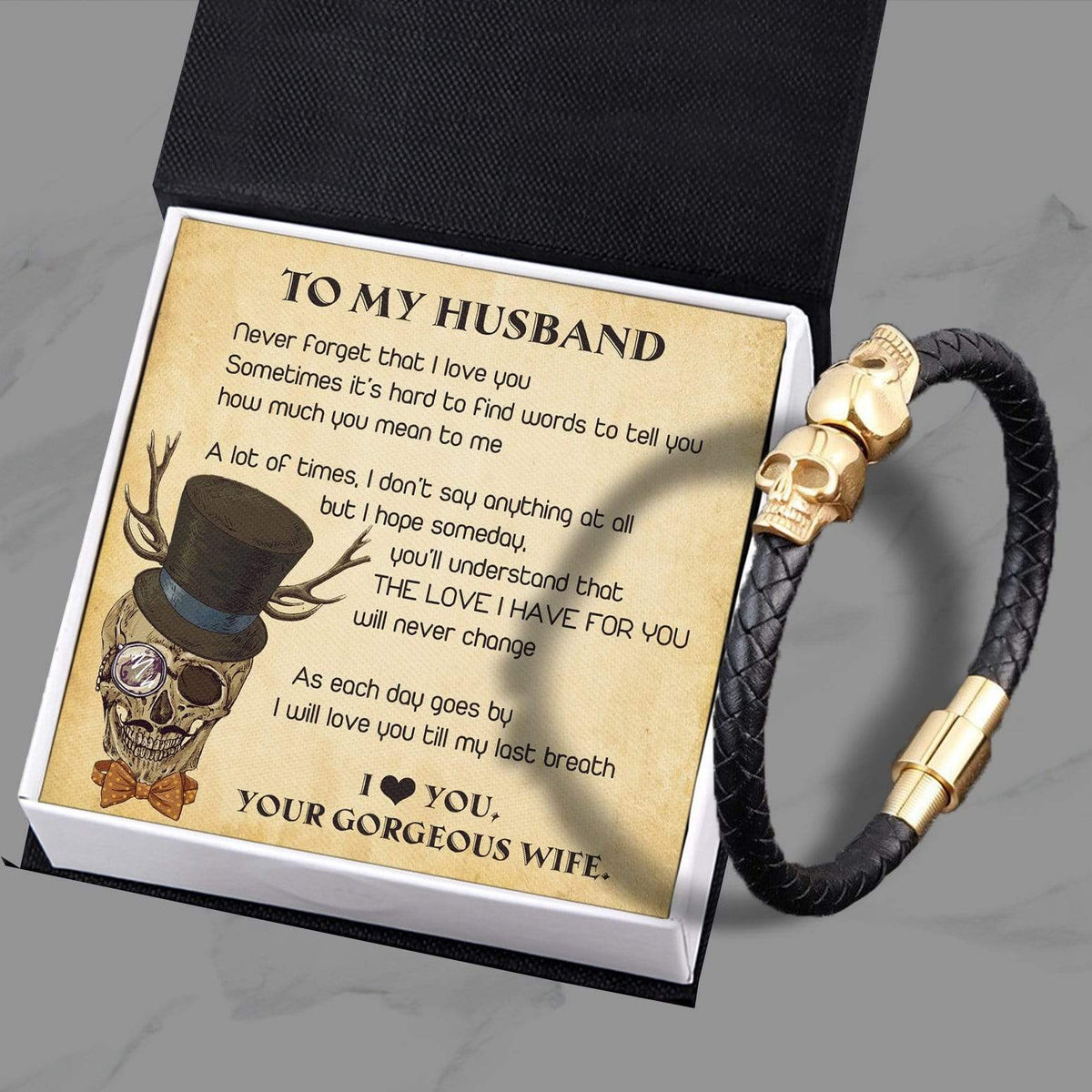 Skull Cuff Bracelet - Skull - To My Husband - I Will Love You Then - Gbbh14001