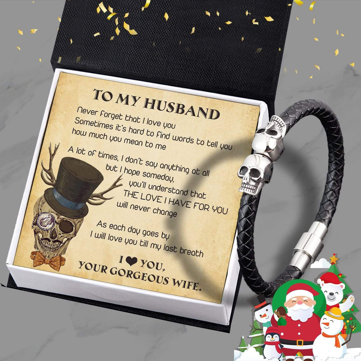 Skull Cuff Bracelet - Skull - To My Husband - I Will Love You Then - Gbbh14001