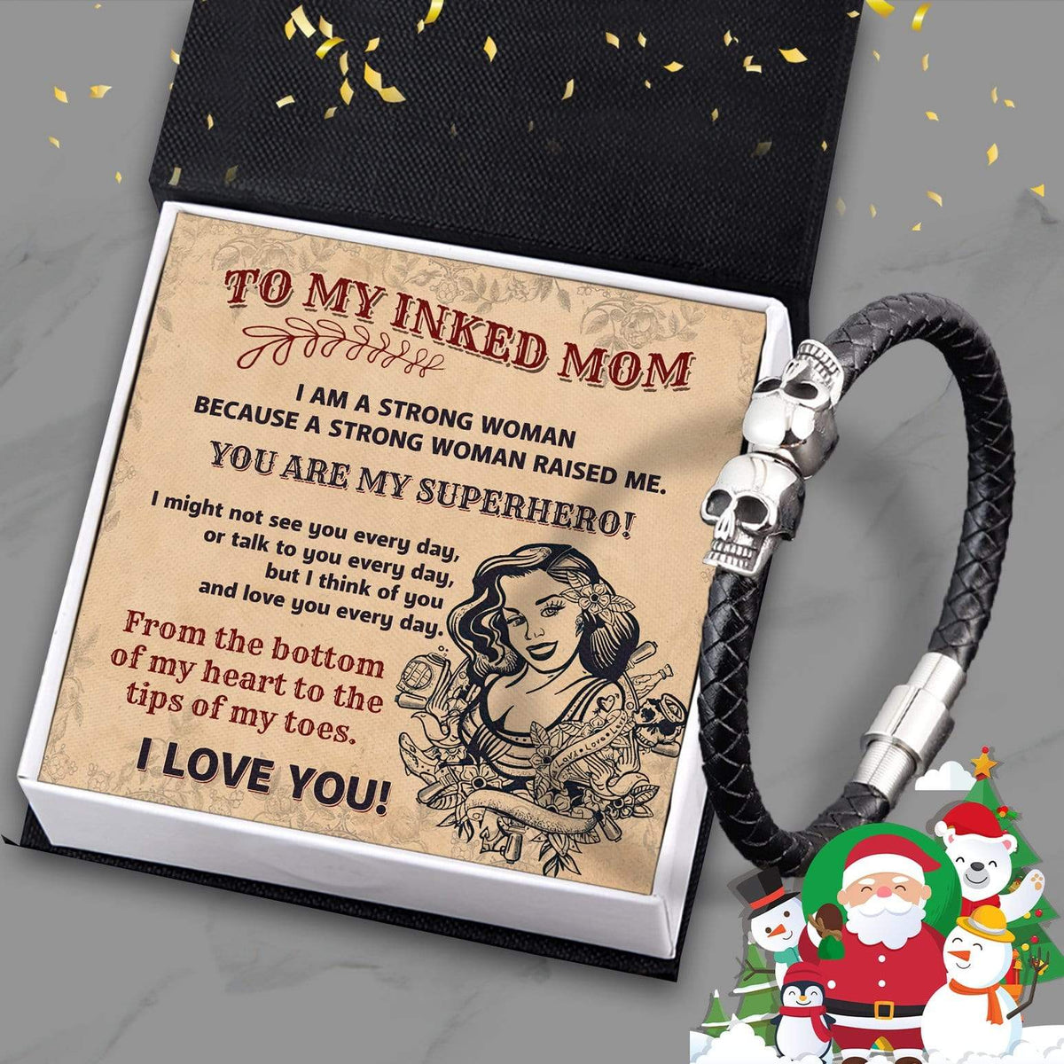 Skull Cuff Bracelet - Skull - To My Inked Mom - I Love You - Gbbh19001