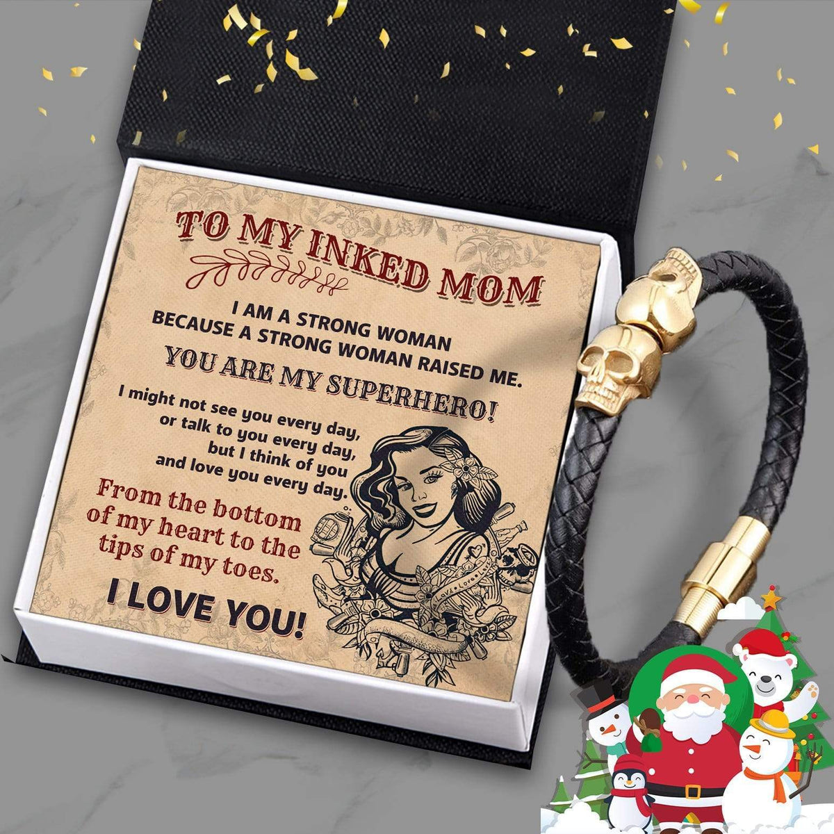 Skull Cuff Bracelet - Skull - To My Inked Mom - I Love You - Gbbh19001