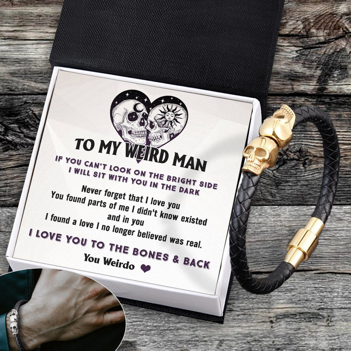 Skull Cuff Bracelet - Skull - To My Man - I Love You To The Bones & Back - Gbbh26026