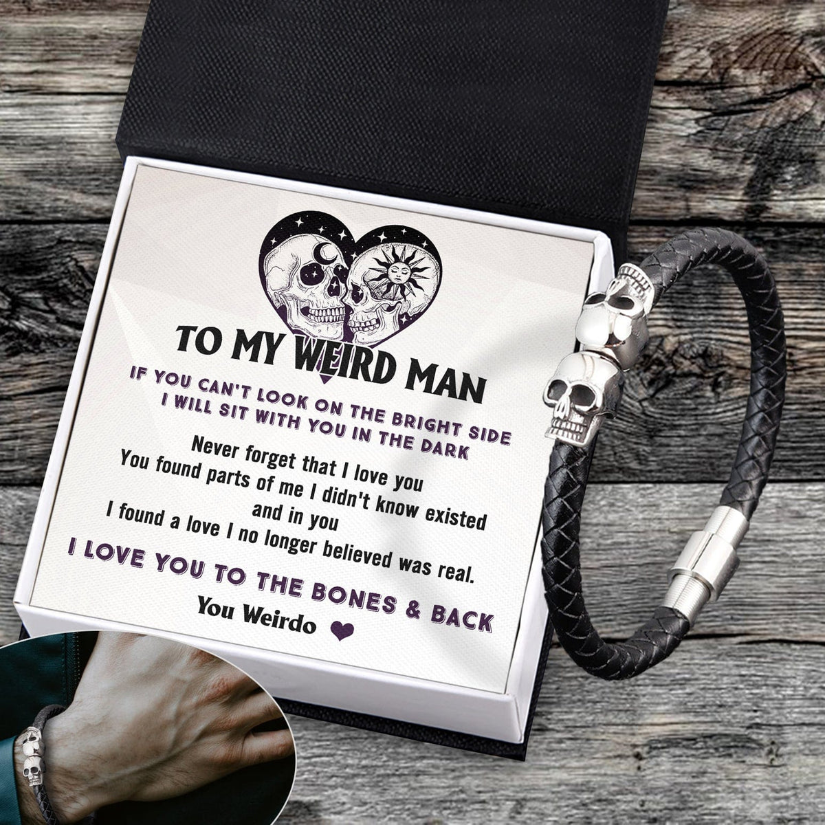 Skull Cuff Bracelet - Skull - To My Man - I Love You To The Bones & Back - Gbbh26026