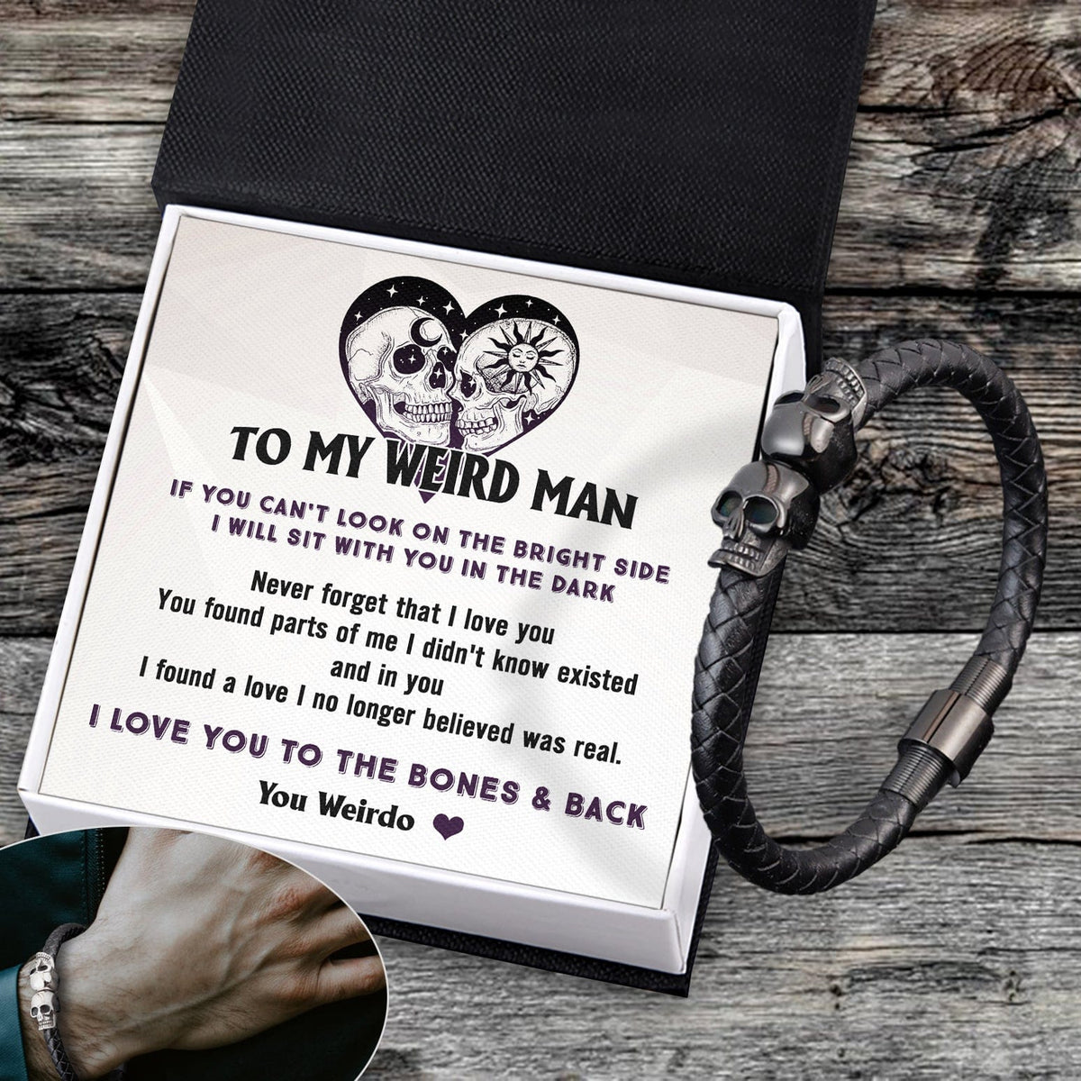 Skull Cuff Bracelet - Skull - To My Man - I Love You To The Bones & Back - Gbbh26026