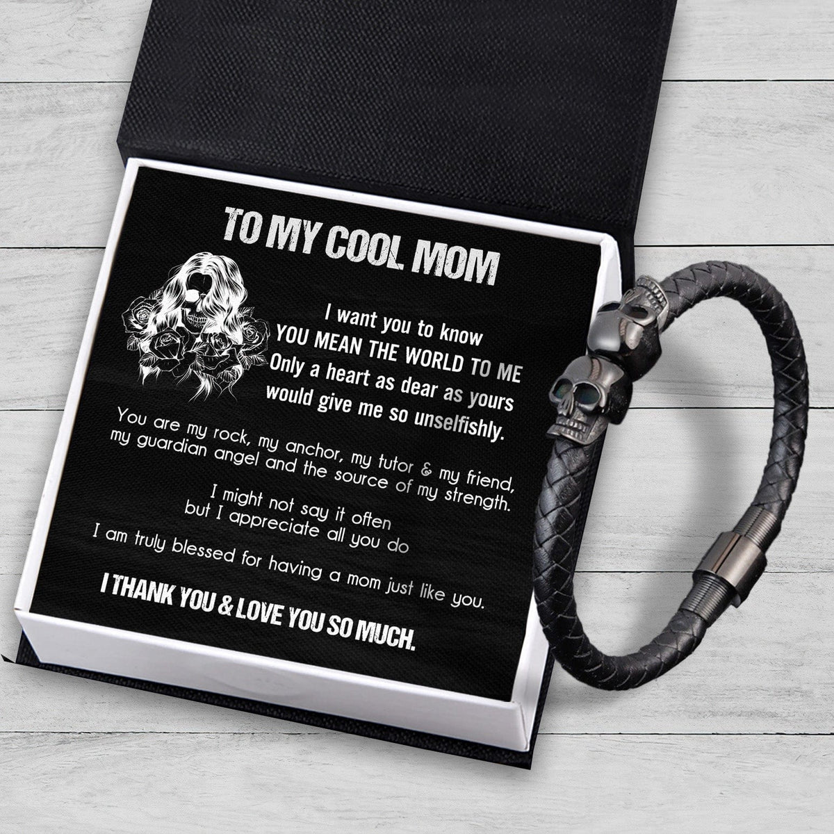 Skull Cuff Bracelet - Skull - To My Mom - I Thank You & Love You So Much - Gbbh19004
