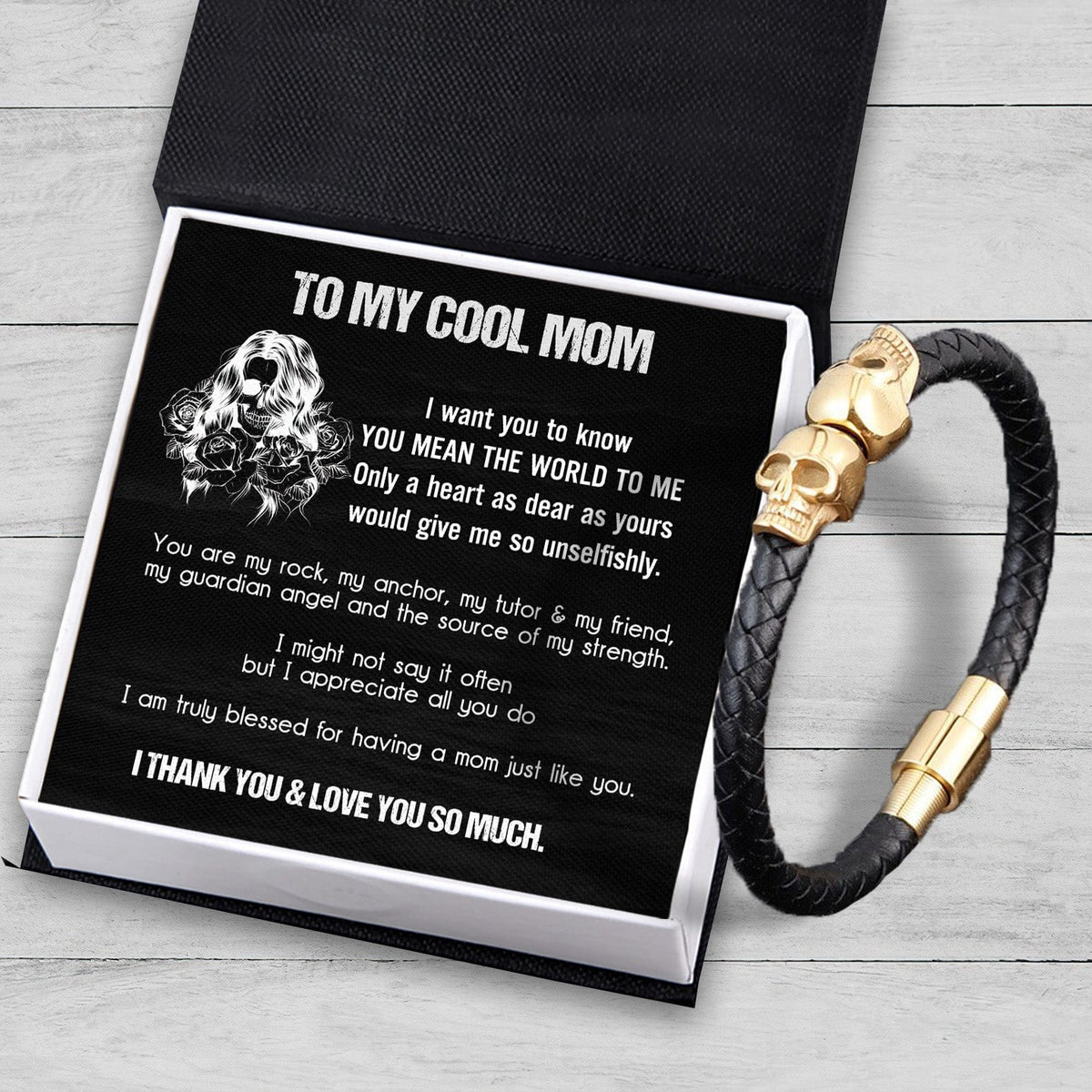 Skull Cuff Bracelet - Skull - To My Mom - I Thank You & Love You So Much - Gbbh19004