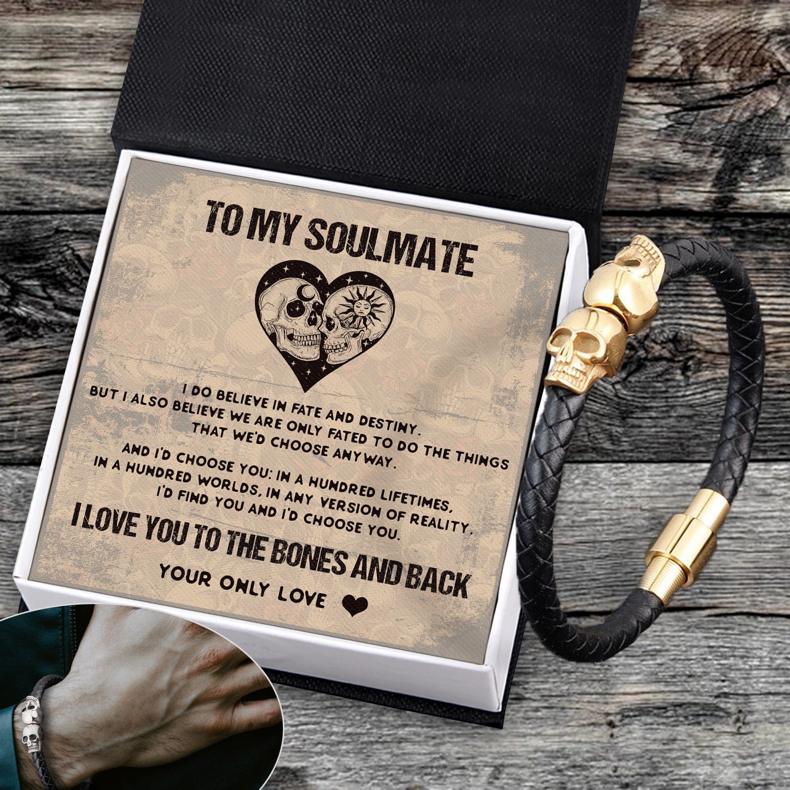 Skull Cuff Bracelet - Skull - To My Soulmate - I Do Believe In Fate And Destiny - Gbbh26024