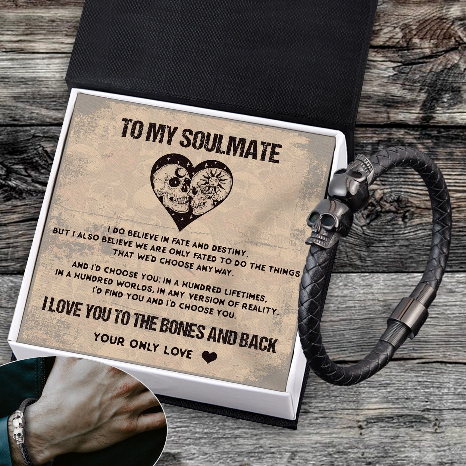 Skull Cuff Bracelet - Skull - To My Soulmate - I Do Believe In Fate And Destiny - Gbbh26024