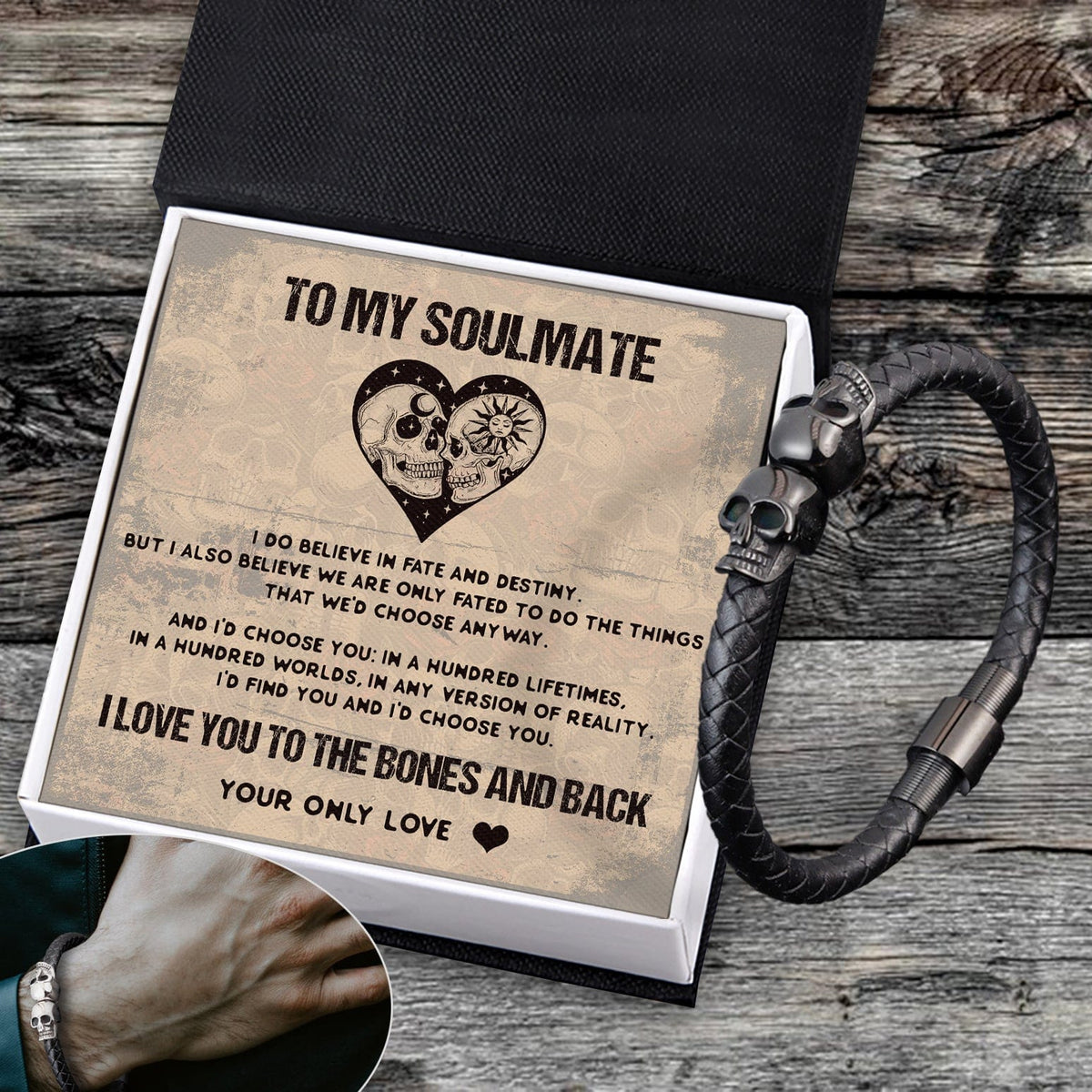 Skull Cuff Bracelet - Skull - To My Soulmate - I Do Believe In Fate And Destiny - Gbbh26024