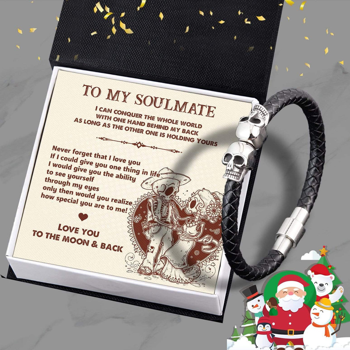 Skull Cuff Bracelet - Skull - To My Soulmate - Love You To The Moon And Back - Gbbh26002