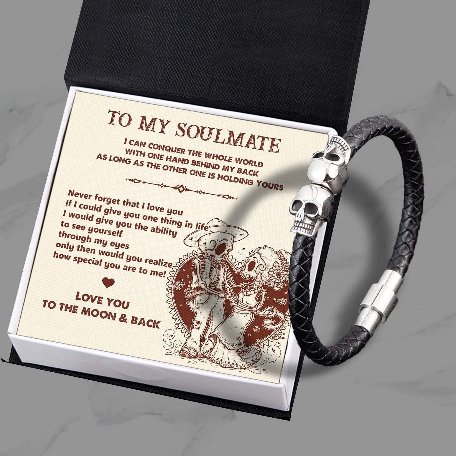 Skull Cuff Bracelet - Skull - To My Soulmate - Love You To The Moon And Back - Gbbh26002