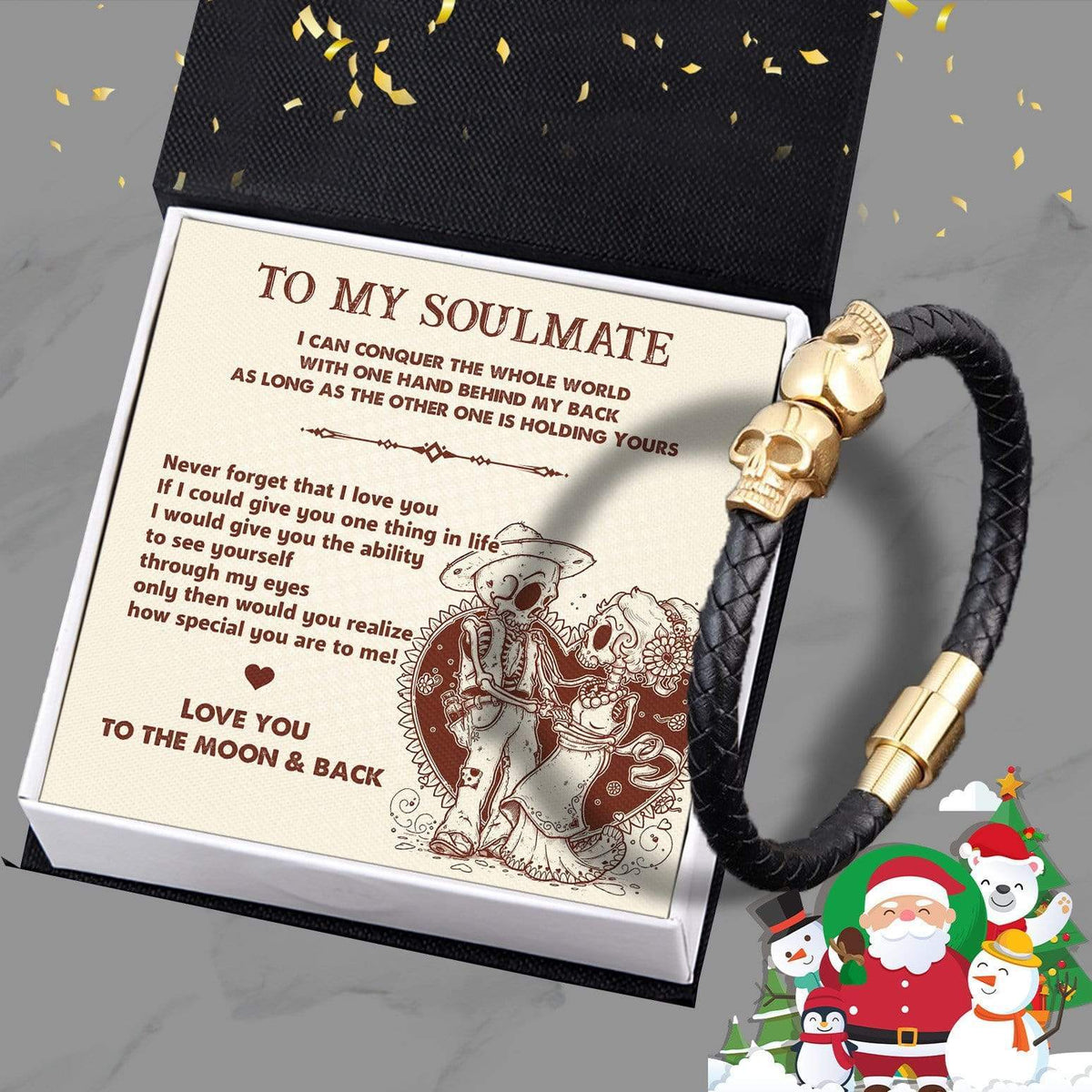 Skull Cuff Bracelet - Skull - To My Soulmate - Love You To The Moon And Back - Gbbh26002