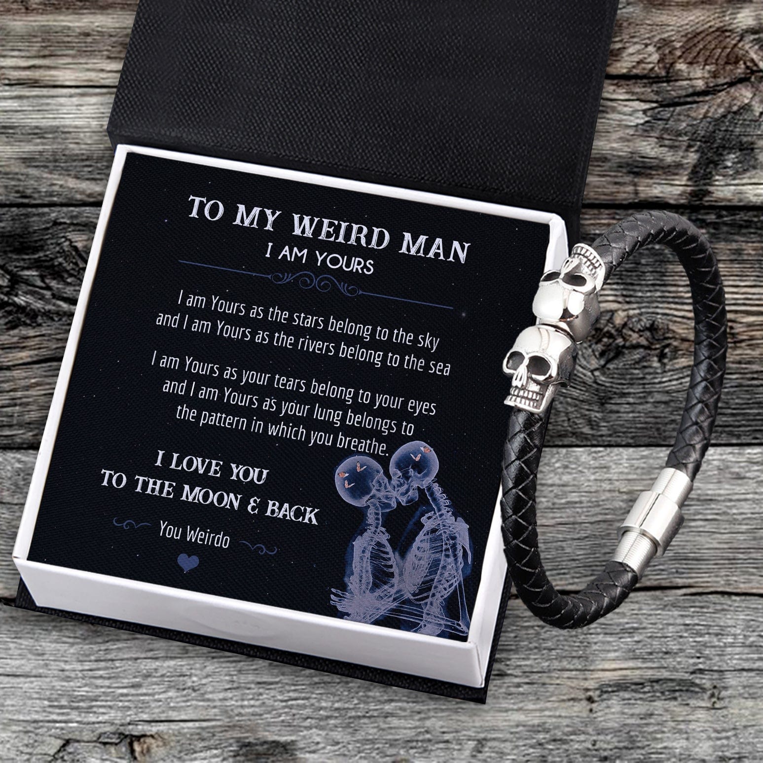 Skull Cuff Bracelet - Skull - To My Weird Man - I Am Yours As The Stars Belong To The Sky  - Gbbh26018