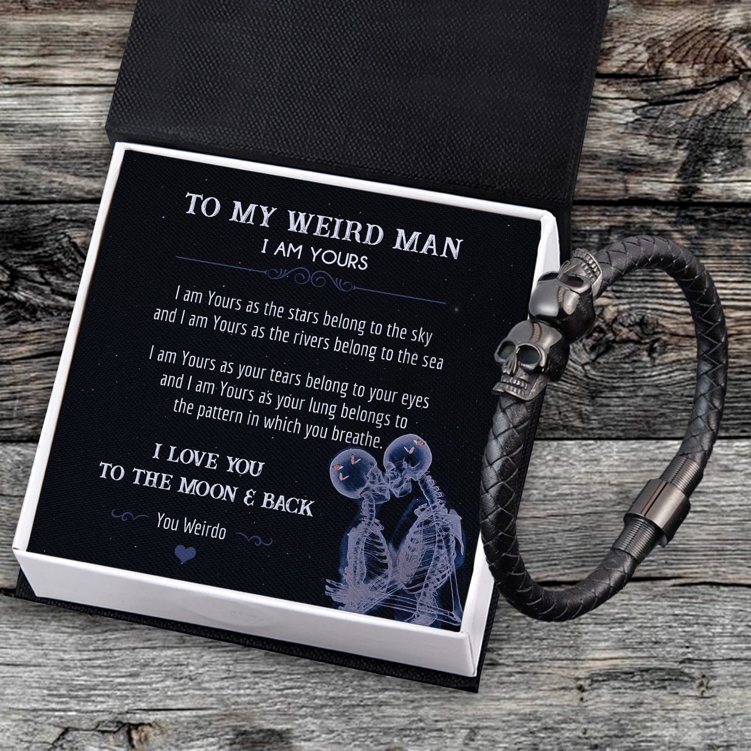 Skull Cuff Bracelet - Skull - To My Weird Man - I Am Yours As The Stars Belong To The Sky  - Gbbh26018