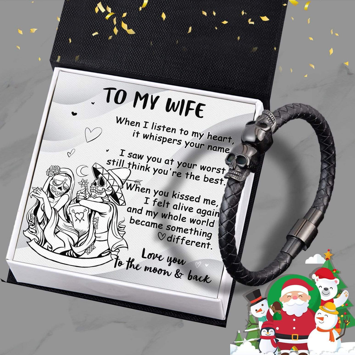 Skull Cuff Bracelet - Skull - To My Wife - Love You To The Moon And Back - Gbbh15001