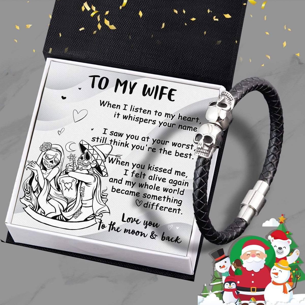 Skull Cuff Bracelet - Skull - To My Wife - Love You To The Moon And Back - Gbbh15001