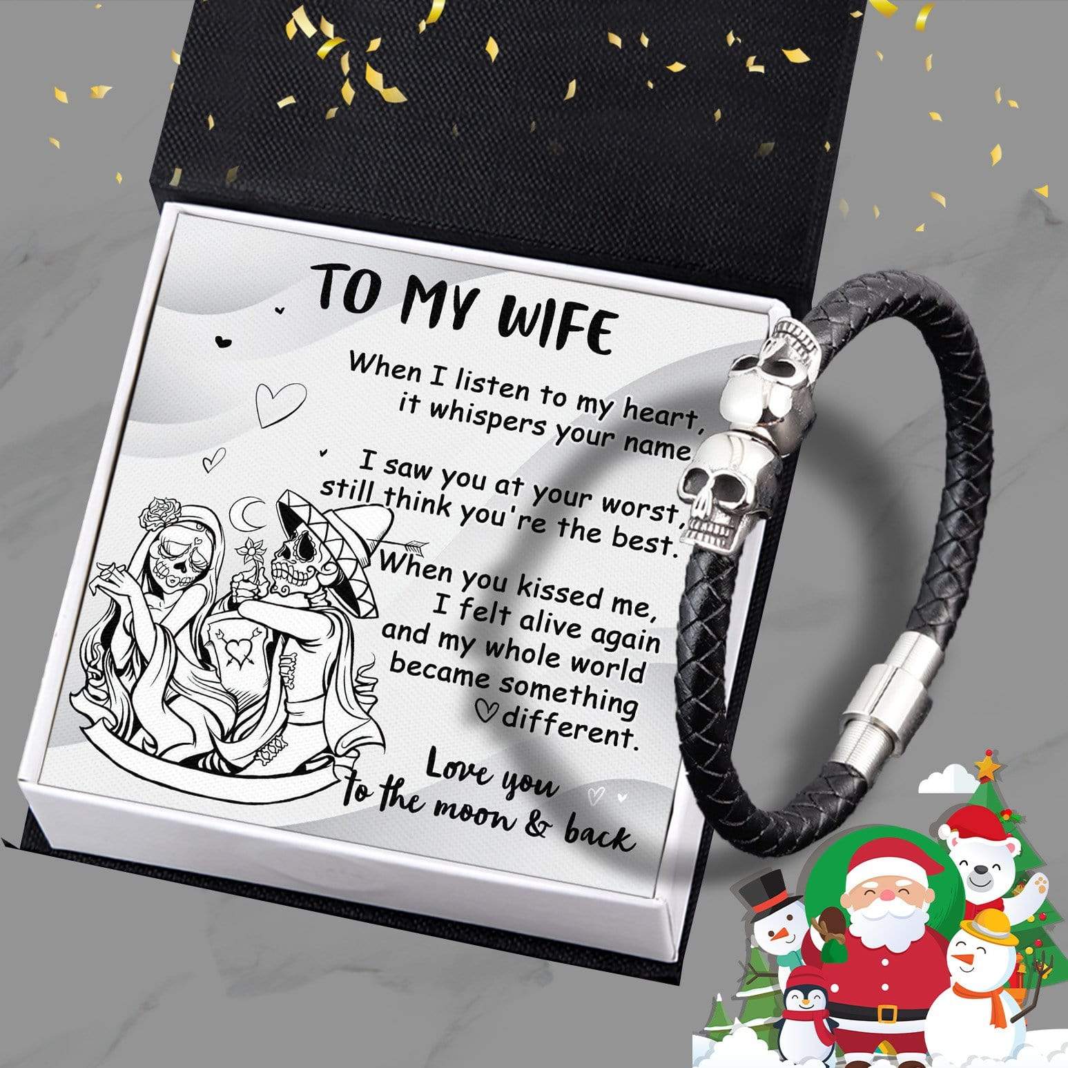 Skull Cuff Bracelet - Skull - To My Wife - Love You To The Moon And Back - Gbbh15001