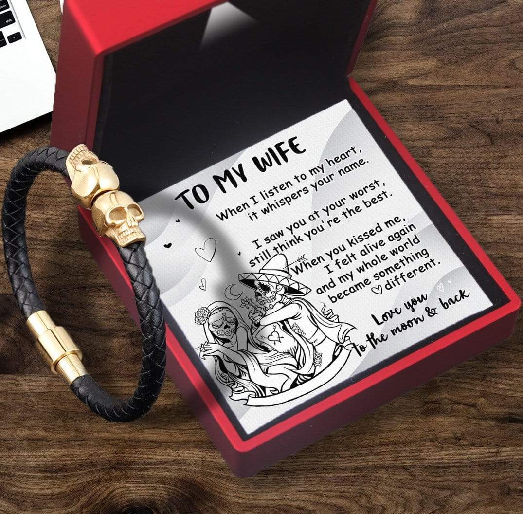 Skull Cuff Bracelet - Skull - To My Wife - Love You To The Moon And Back - Gbbh15001