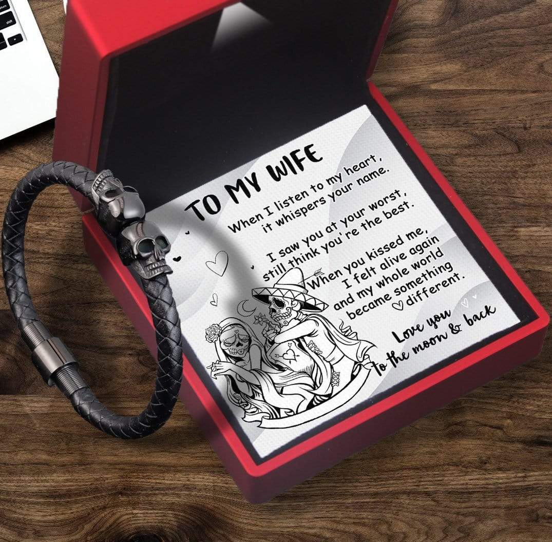 Skull Cuff Bracelet - Skull - To My Wife - Love You To The Moon And Back - Gbbh15001