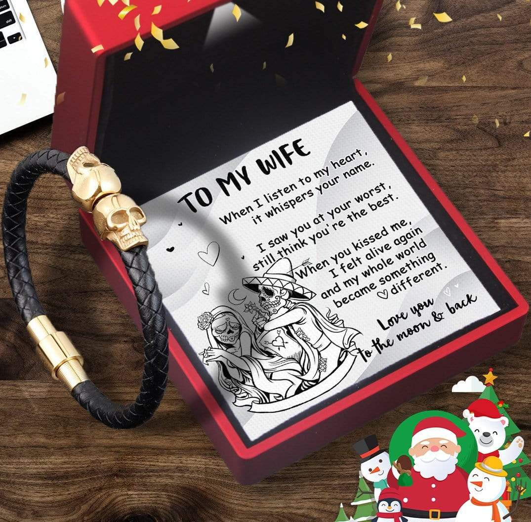 Skull Cuff Bracelet - Skull - To My Wife - Love You To The Moon And Back - Gbbh15001