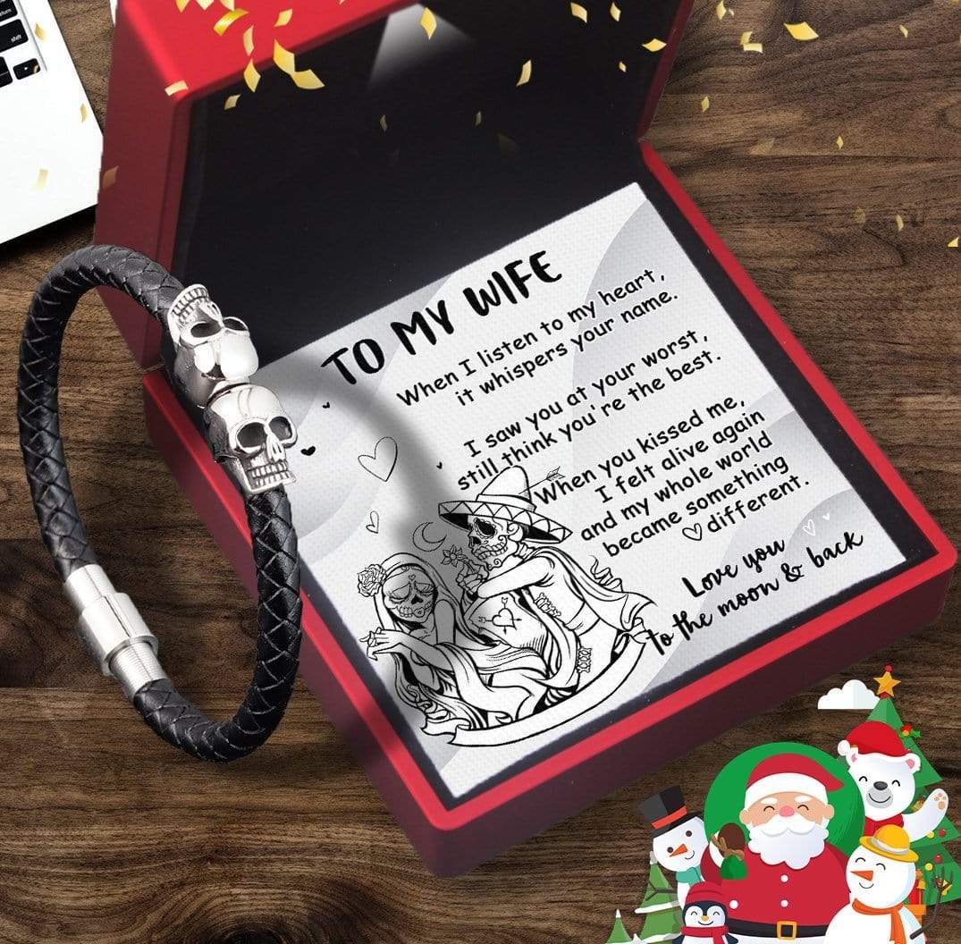 Skull Cuff Bracelet - Skull - To My Wife - Love You To The Moon And Back - Gbbh15001