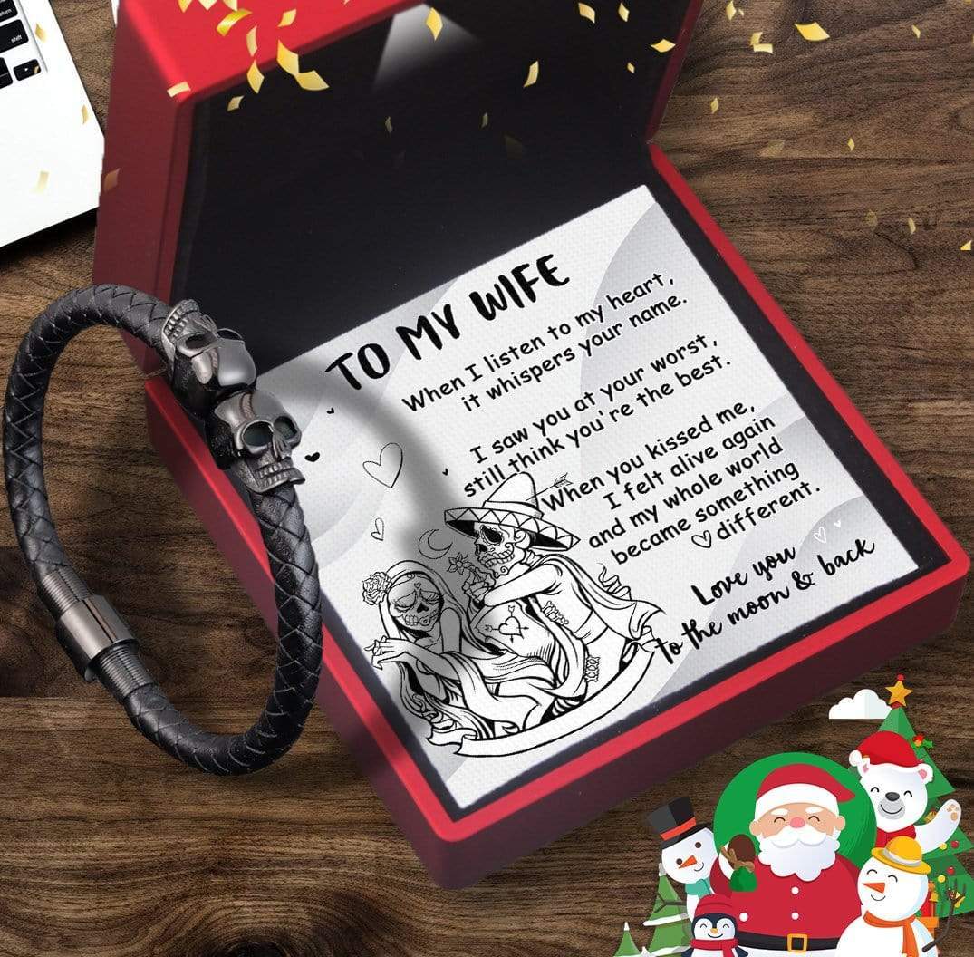 Skull Cuff Bracelet - Skull - To My Wife - Love You To The Moon And Back - Gbbh15001