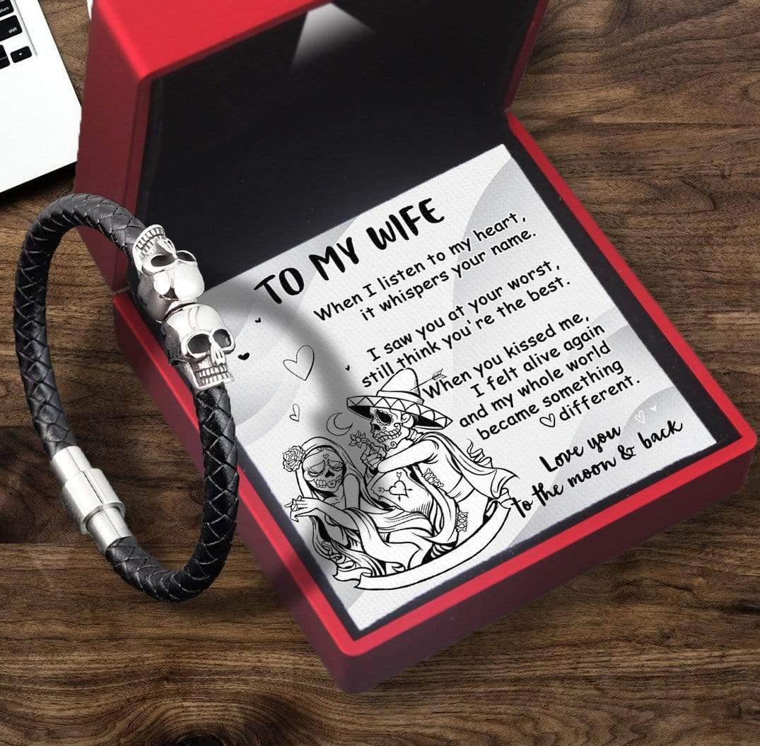 Skull Cuff Bracelet - Skull - To My Wife - Love You To The Moon And Back - Gbbh15001