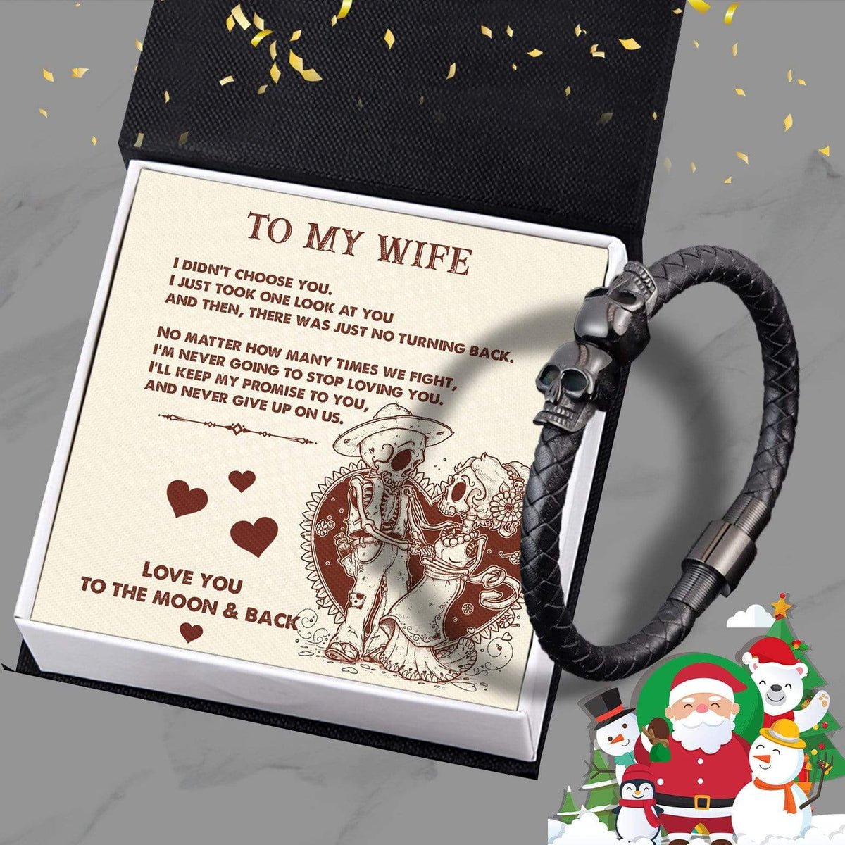 Skull Cuff Bracelet - Skull - To My Wife - Love You To The Moon And Back - Gbbh15002