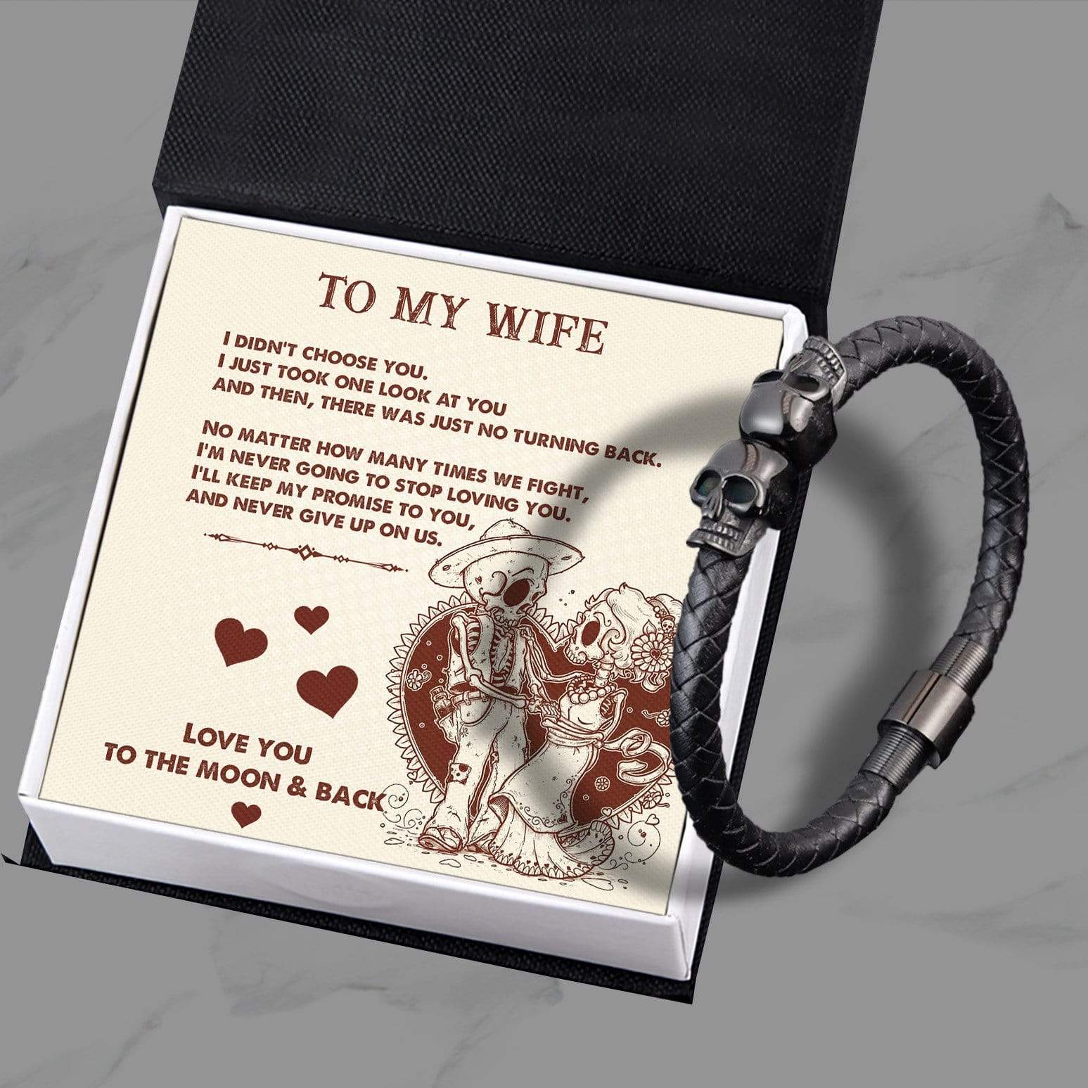 Skull Cuff Bracelet - Skull - To My Wife - Love You To The Moon And Back - Gbbh15002