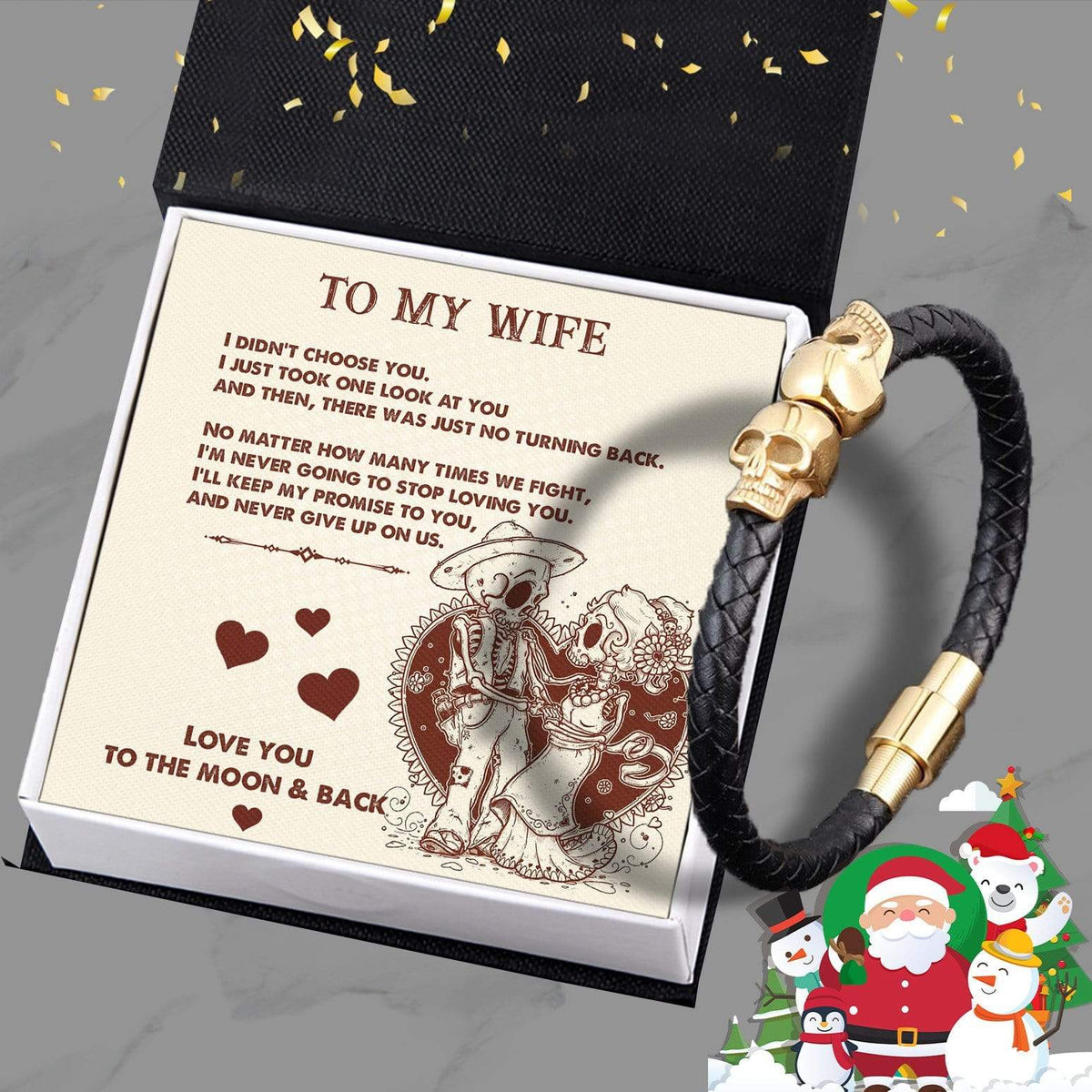 Skull Cuff Bracelet - Skull - To My Wife - Love You To The Moon And Back - Gbbh15002