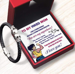 Skull Cuff Bracelet - Tattooed - To My Inked Mom - You Are My Superhero - Gbbh19002