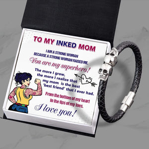 Skull Cuff Bracelet - Tattooed - To My Inked Mom - You Are My Superhero - Gbbh19002