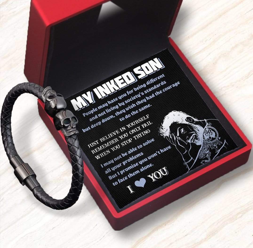 Skull Cuff Bracelet - Tattooted - To My Inked Son - I Love You - Gbbh16003