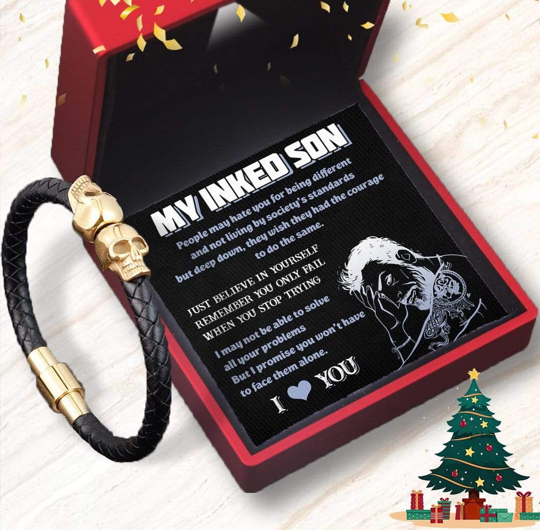 Skull Cuff Bracelet - Tattooted - To My Inked Son - I Love You - Gbbh16003