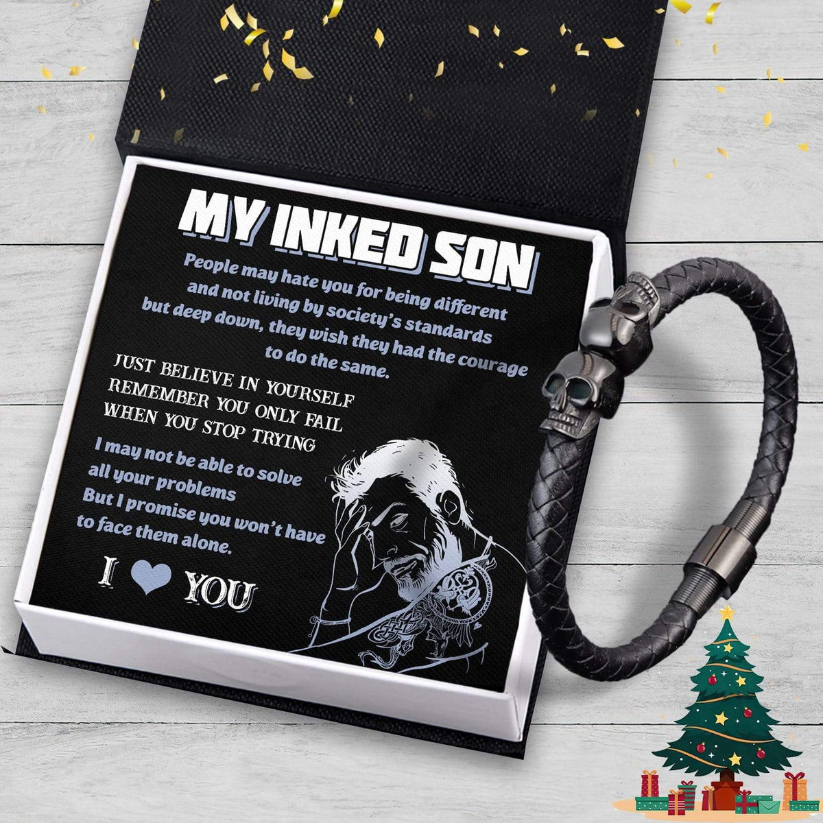 Skull Cuff Bracelet - Tattooted - To My Inked Son - I Love You - Gbbh16003