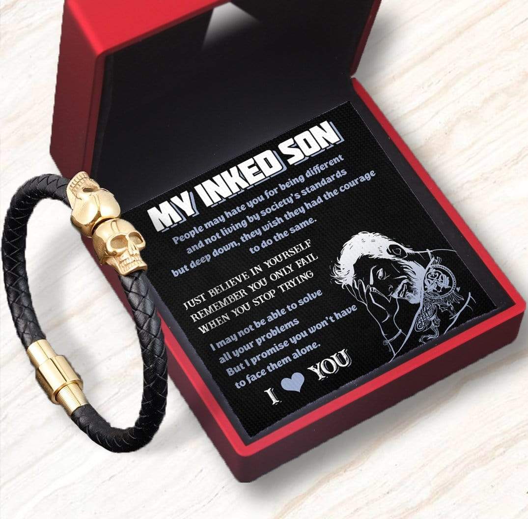 Skull Cuff Bracelet - Tattooted - To My Inked Son - I Love You - Gbbh16003