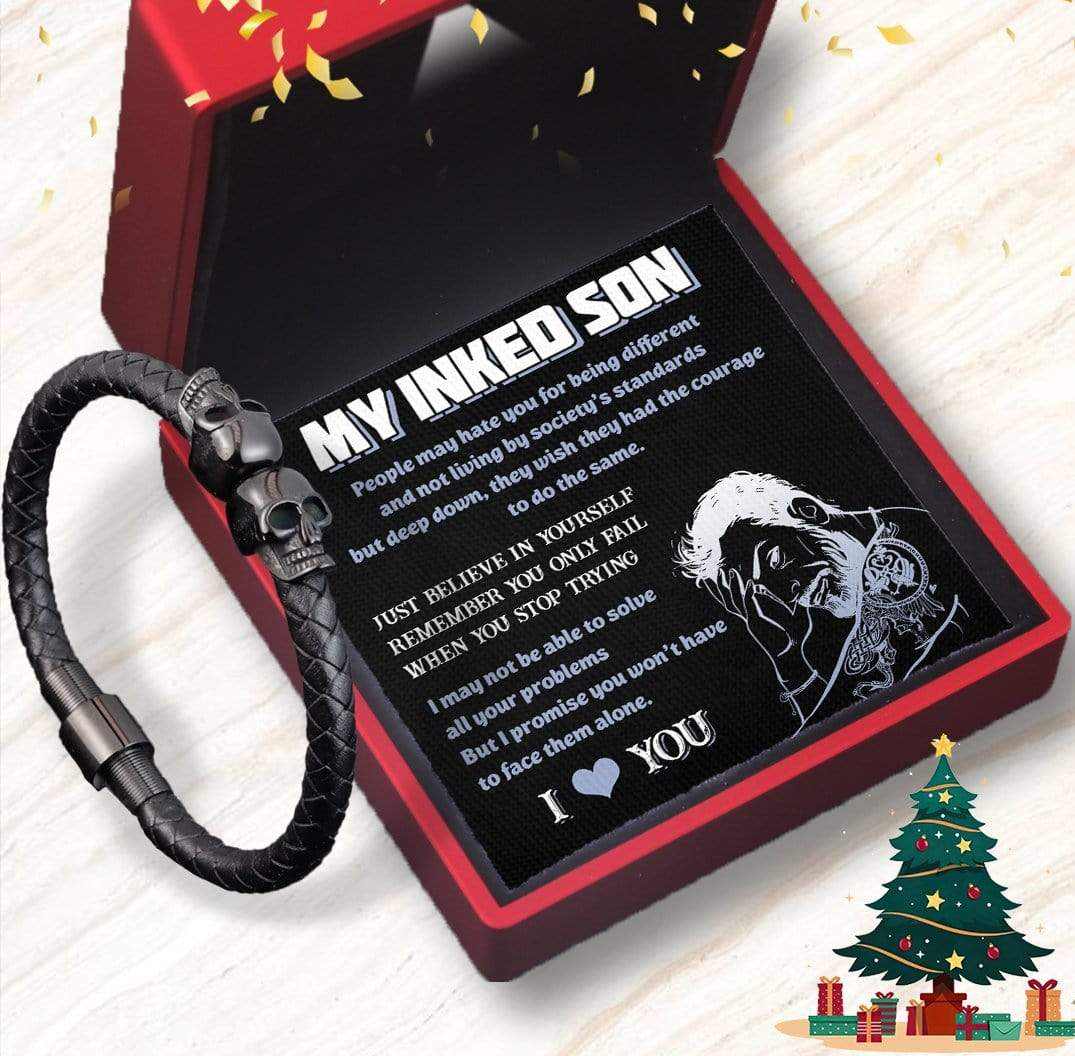 Skull Cuff Bracelet - Tattooted - To My Inked Son - I Love You - Gbbh16003