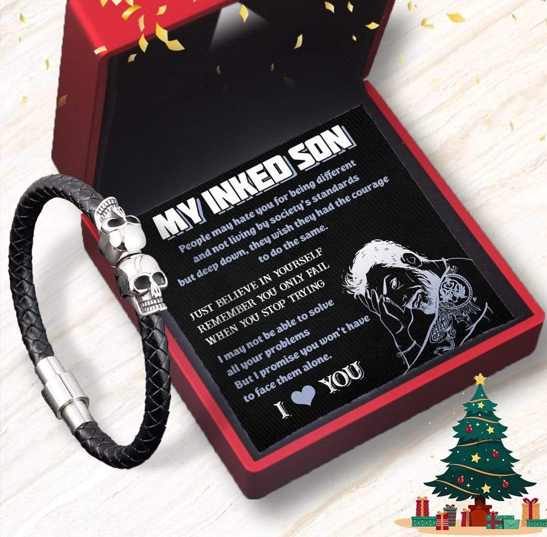 Skull Cuff Bracelet - Tattooted - To My Inked Son - I Love You - Gbbh16003