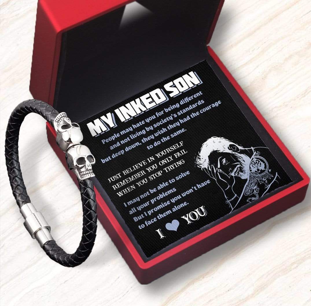 Skull Cuff Bracelet - Tattooted - To My Inked Son - I Love You - Gbbh16003