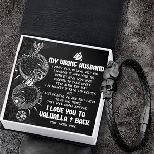 Skull Cuff Bracelet - Viking - To My Husband - I Love You To Valhalla & Back - Gbbh14004