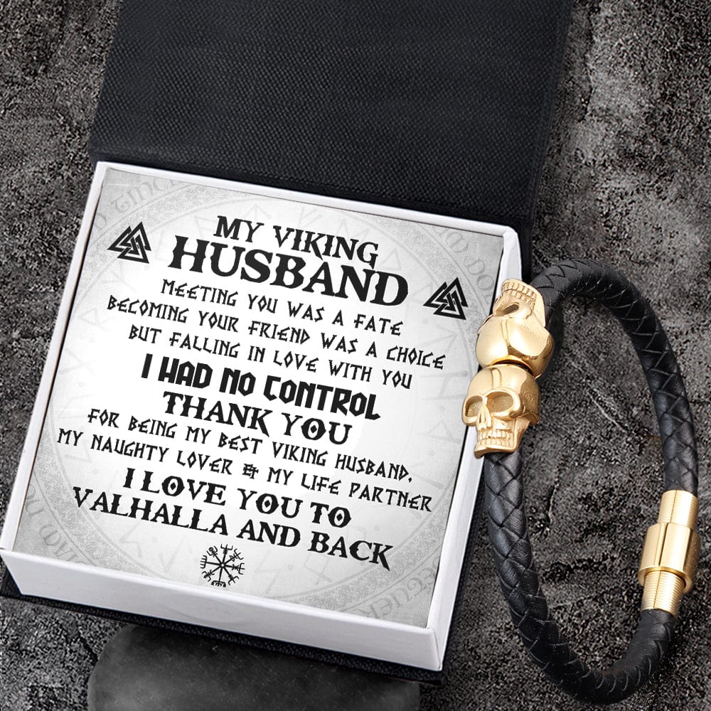 Skull Cuff Bracelet - Viking - To My Husband - I Love You To Valhalla & Back - Gbbh14005