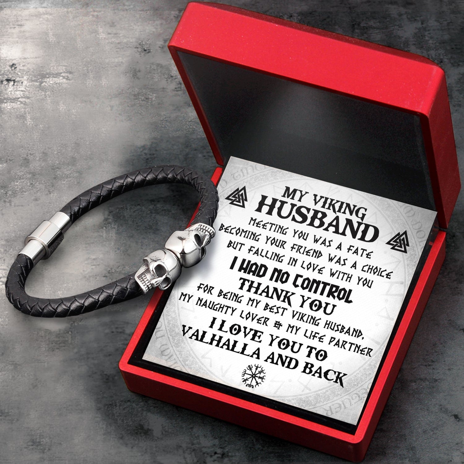 Skull Cuff Bracelet - Viking - To My Husband - I Love You To Valhalla & Back - Gbbh14005