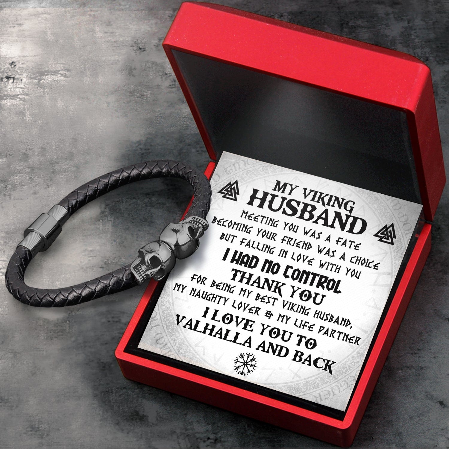 Skull Cuff Bracelet - Viking - To My Husband - I Love You To Valhalla & Back - Gbbh14005