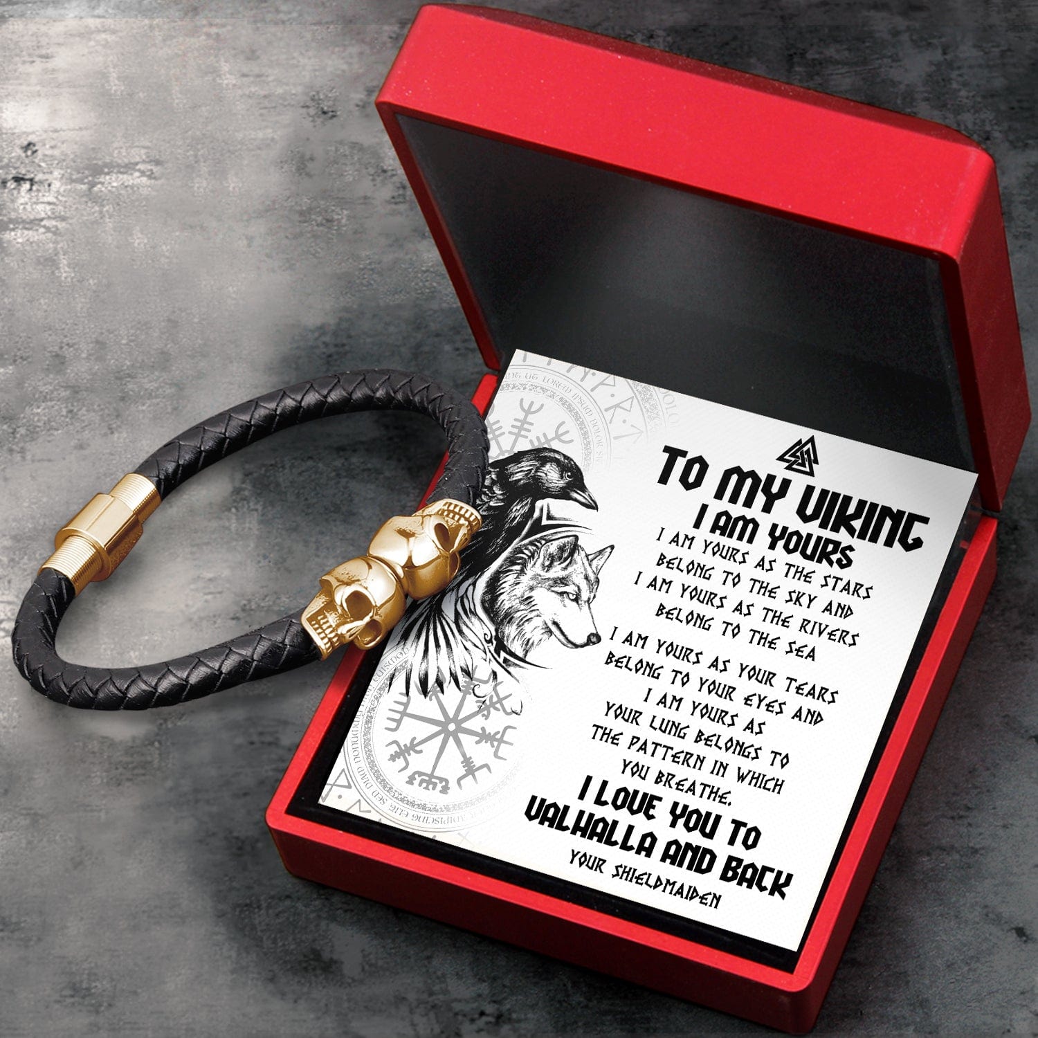 Skull Cuff Bracelet - Viking - To My Viking - I Am Yours - Gbbh26020