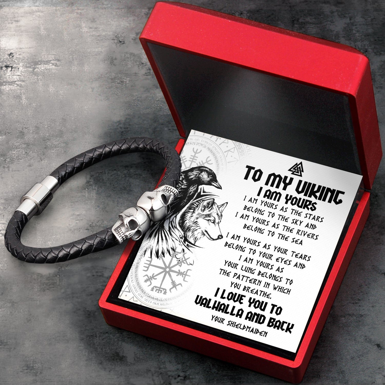 Skull Cuff Bracelet - Viking - To My Viking - I Am Yours - Gbbh26020