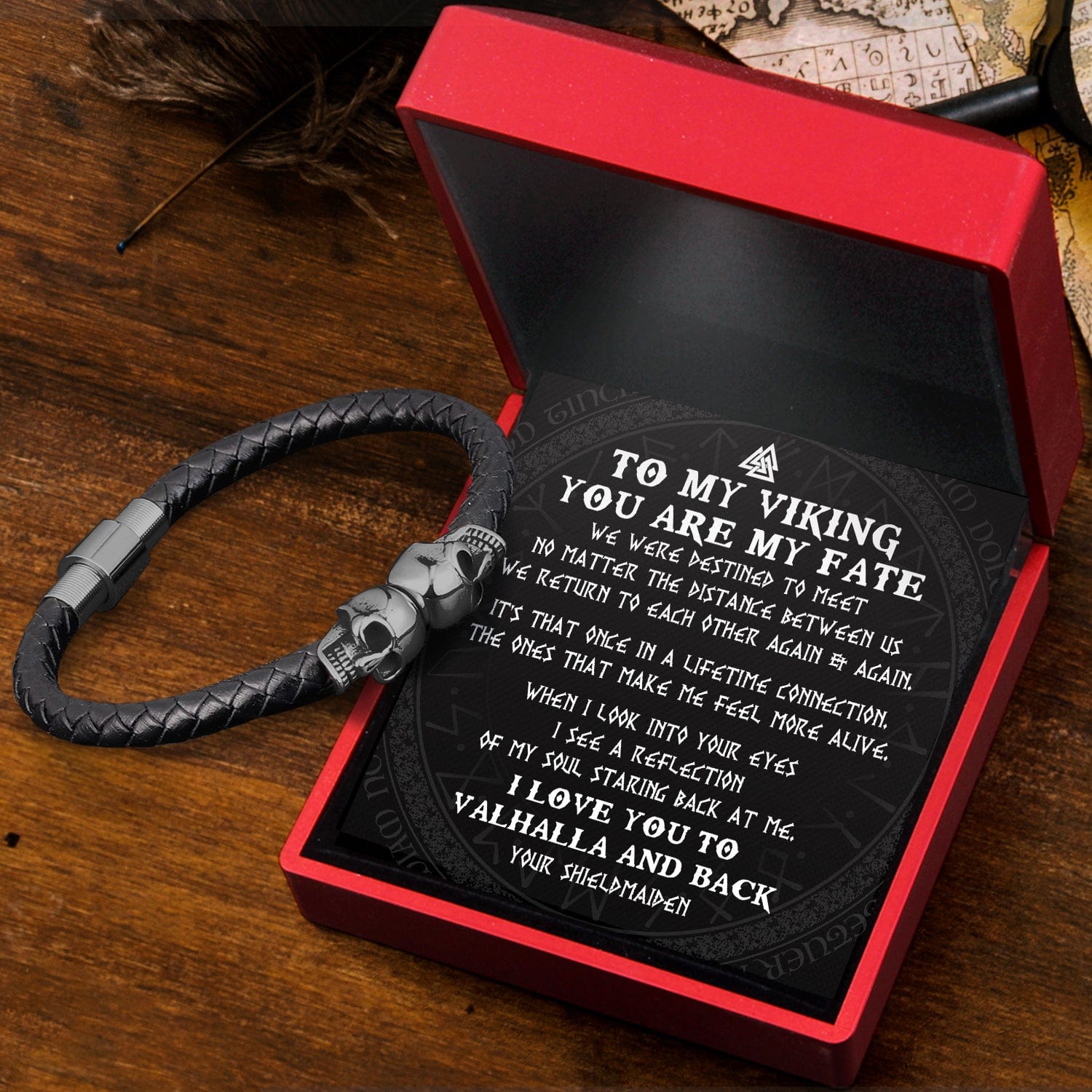 Skull Cuff Bracelet - Viking - To My Viking - We Return To Each Other Again & Again - Gbbh26022